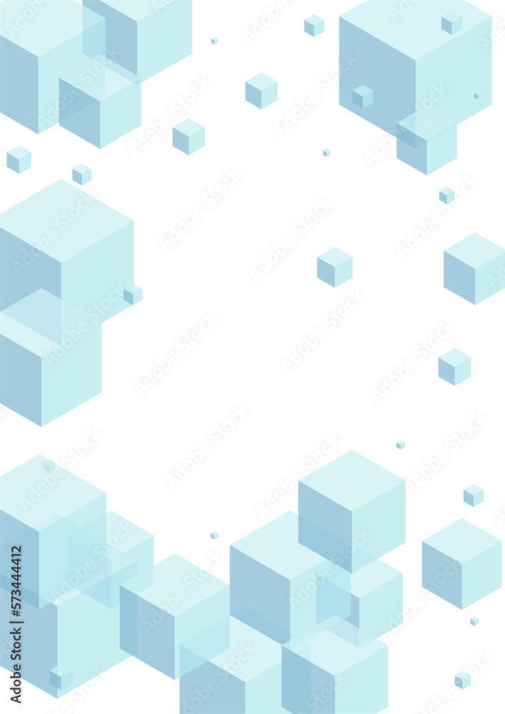 Bluegray Box Background White Vector. Cube Poster Design. Sky Blue