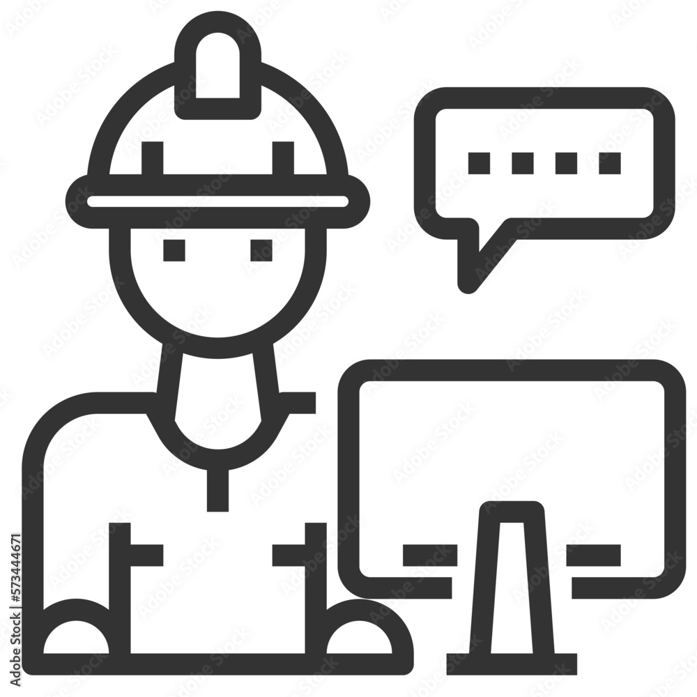 Simple engineering outline icon, specialist and staff related concept on the white background Simple engineering outline icon, specialist and staff related concept on the white background