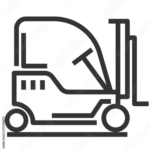 Simple forklift outline icon, machine nad truck related concept on the white background
