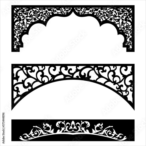 Laser cutting design for the temple, Mandir Jali, Partition arch for temple decoration vector