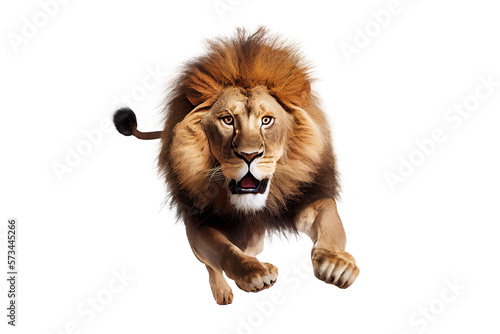 jumping lion isolated on background