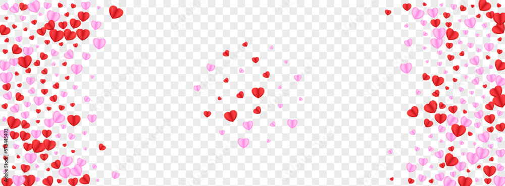 Tender Confetti Background Transparent Vector. Elegant Illustration Heart. Pink Cute Texture. Red Confetti Present Backdrop. Violet Anniversary Pattern.
