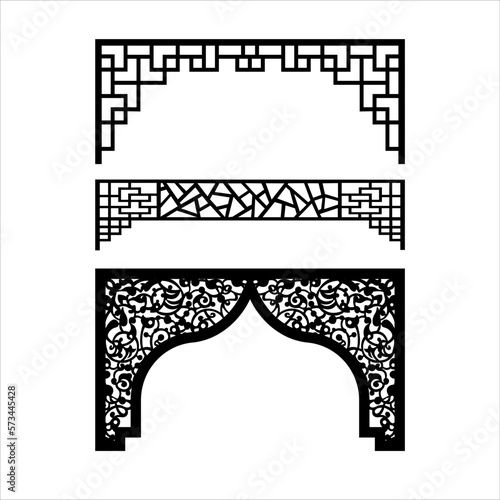 Laser cutting design for the temple, Mandir Jali, Partition arch for temple decoration vector