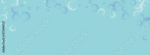 Navy Shellfish Background Blue Vector. Scallop Sketch Textile Card. Seamless Set. Ultramarine Snail Pretty Wallpaper.