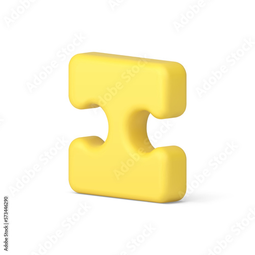Jigsaw puzzle yellow piece join solution brainstorming challenge 3d icon realistic vector