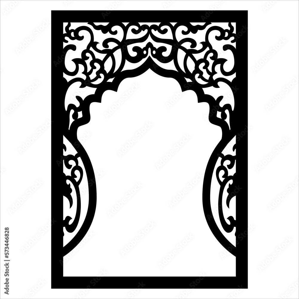 Laser cutting design for the temple, Mandir Jali, Partition arch for temple decoration vector