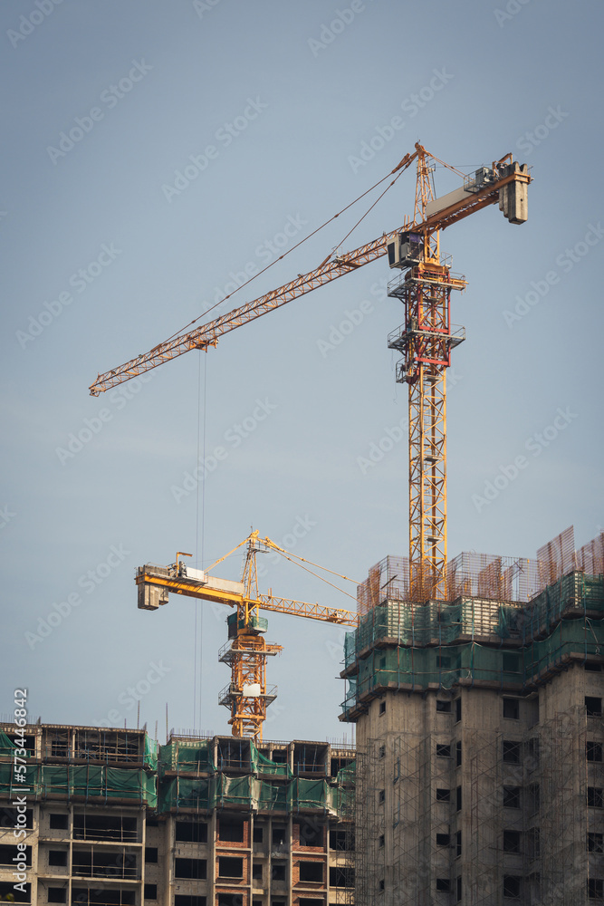Progress of apartment building under construction Progress of apartment building under construction