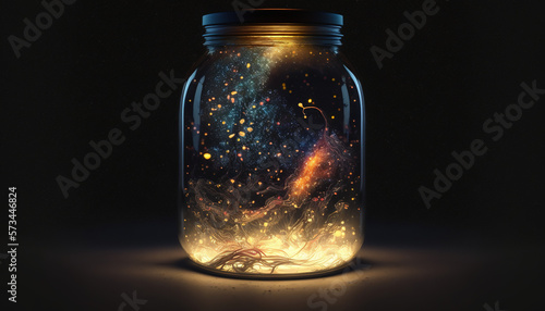 Universe in a Jar, Generative AI, Illustration