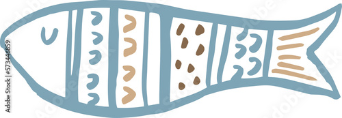 Canvas Print Hand drawn fish On a transparent background. Scandinavian style