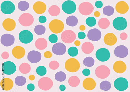 Abstract handmade different simple circle pattern background. Bubble, circle pattern design. Tile vector pattern with pastel circle on pink background.