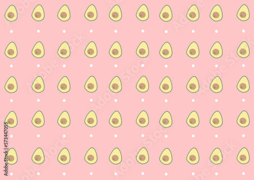 Seamless pattern with avocado on a pink background. Avocado with seed cut in half seamless pattern healthy fruit background.