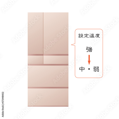 冷蔵庫の庫内の温度設定を調整するイラスト