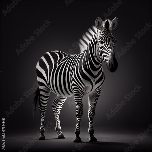 Picture of a zebra standing in studio as wildlife illustration  Generative AI 