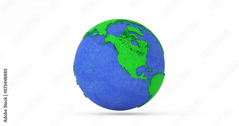 4k Resolution Video: Earth Globe Modeling from Plasticine Blue and Green Clay Seamless Looped Rotating on a white background with Alpha Matte 4k Resolution Video: Earth Globe Modeling from Plasticine Blue and Green Clay Seamless Looped Rotating on a white background with Alpha Matte