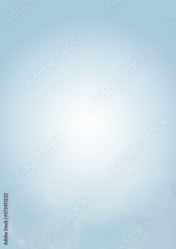 Vector Summer Sun Shine Background with Bokeh Blurred Glowing Gold Circles on Blue Sky.  Blured Sunlight Background. Magic Summertime Print. Calm Defocused Light Design for Posters, Covers, Cards.