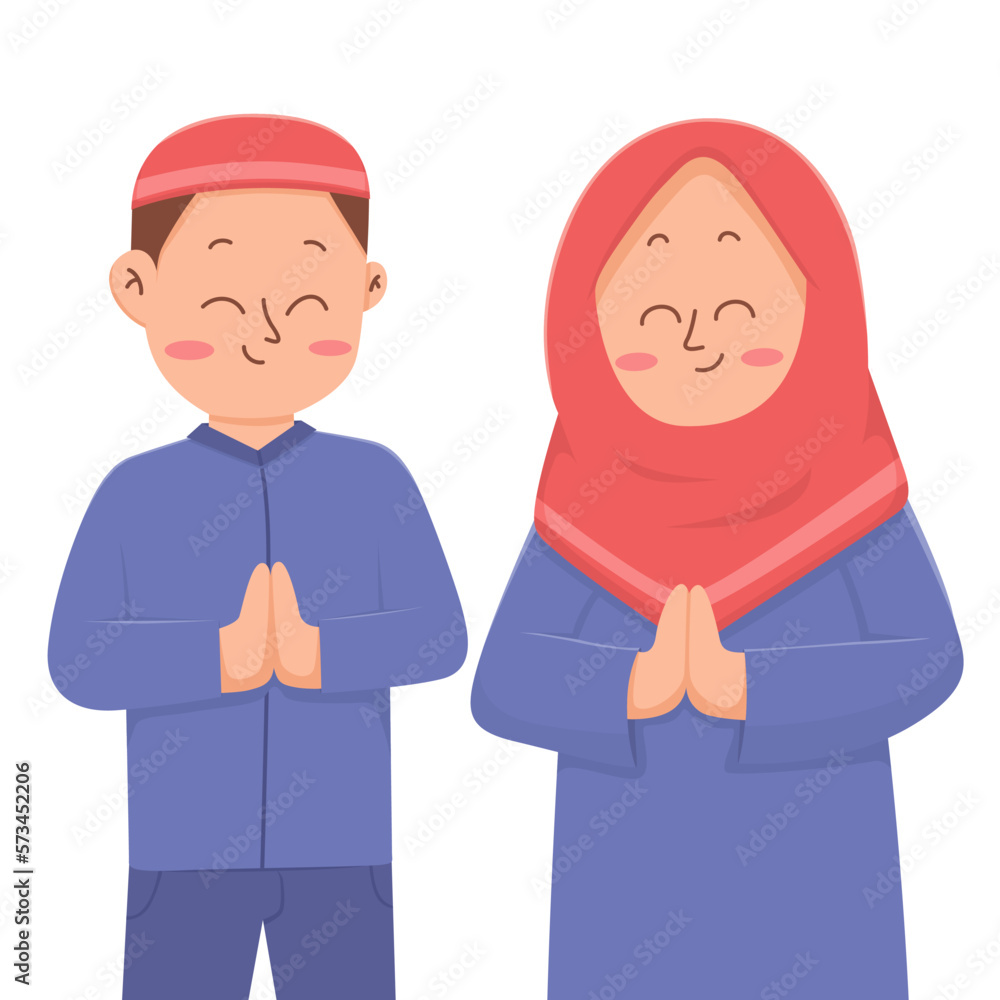 man and woman muslim illustration ramadhan kareem greeting