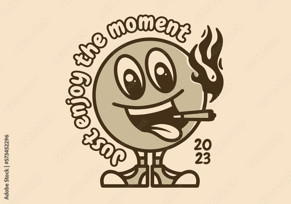 the standing ball character with a cigarette on the mouth