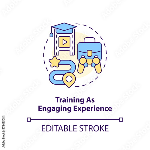 Wallpaper Mural Training as engaging experience concept icon. Gamification in corporate education abstract idea thin line illustration. Isolated outline drawing. Editable stroke. Arial, Myriad Pro-Bold fonts used Torontodigital.ca