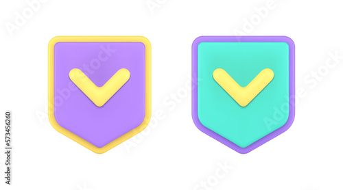 Protective shield check mark antivirus digital personal data safety secure 3d icon set vector
