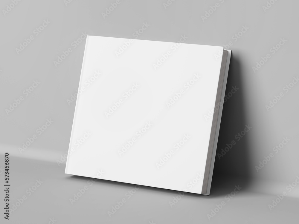 Book with blank white cover standing on gray background - Book cover mockup. 3d rendering Book with blank white cover standing on gray background - Book cover mockup. 3d rendering