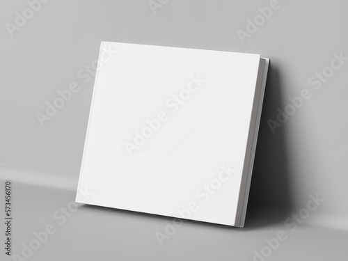 Book with blank white cover standing on gray background - Book cover mockup. 3d rendering © Sashkin