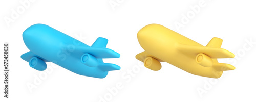 Plane flying transportation aviation tourist international passenger cargo 3d icon set vector