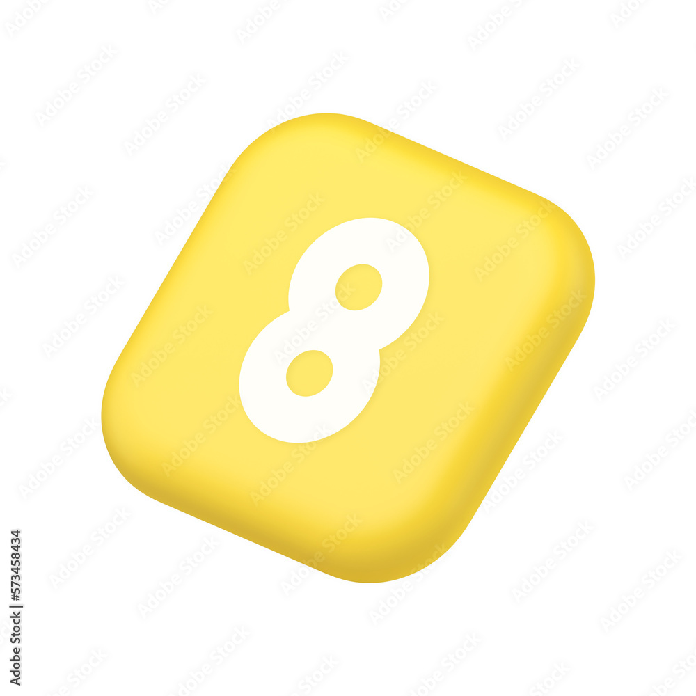 Eight number yellow button mathematic counting calculator web symbol website icon 3d rendering Eight number yellow button mathematic counting calculator web symbol website icon 3d rendering