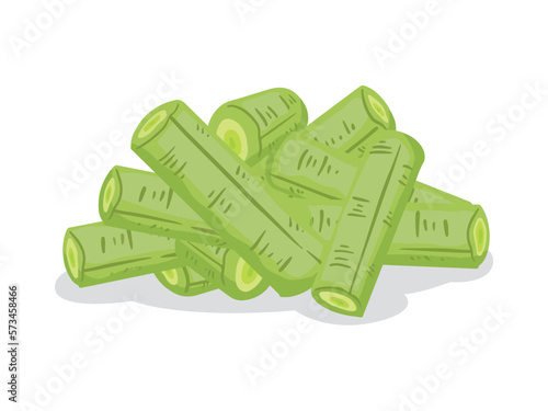 Long bean or cowpea, vegetable hand drawn, vector illustration.
