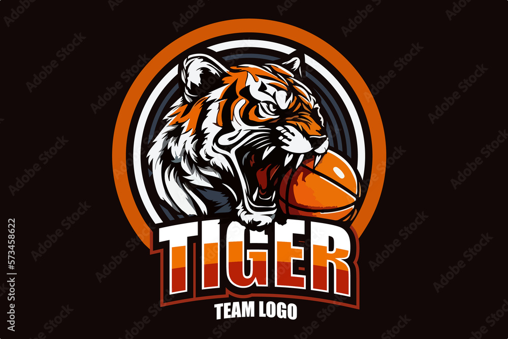 Sports team vector logo, tiger style