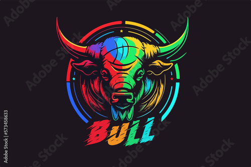 Sports team vector logo, bull style