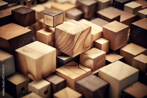image  wooden cubes background texture pattern  ai generative