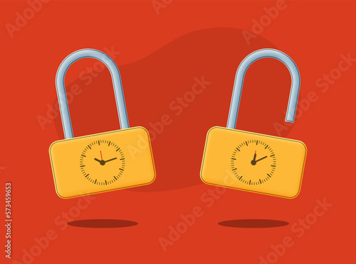 Timer lock. Timeout, security concept. Vector 3d illustration.
