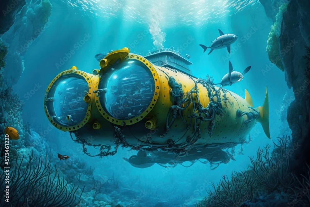 Autonomous underwater vehicles exploring the ocean depths. Underwater ...
