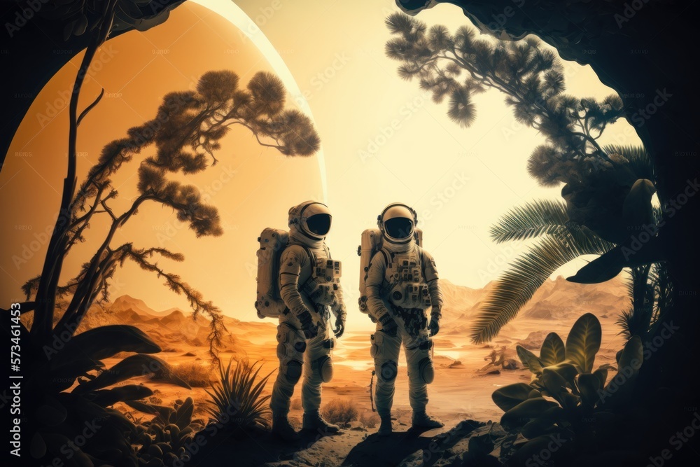 Astronaut exploring a mysterious alien planet. Futuristic space exploration concept. | generative AI

