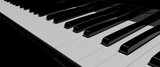 Klawiatura pianina, fortepianu, piano keyboard, zbliżenie, fortepianowa czerń i biel