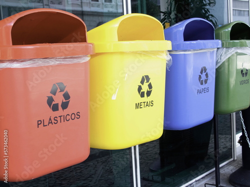 Recycling bins, Rio De Janeiro, Brazil. photo