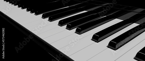 Klawiatura pianina, fortepianu, piano keyboard, zbliżenie, fortepianowa czerń i biel photo