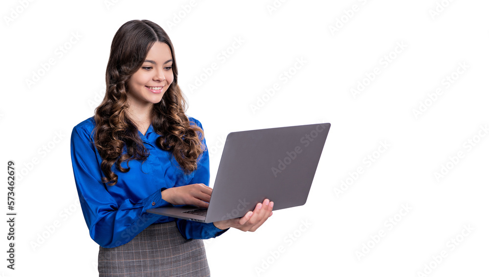 teen school girl estudy isolated on white, advertisement. teen school girl estudy in studio.