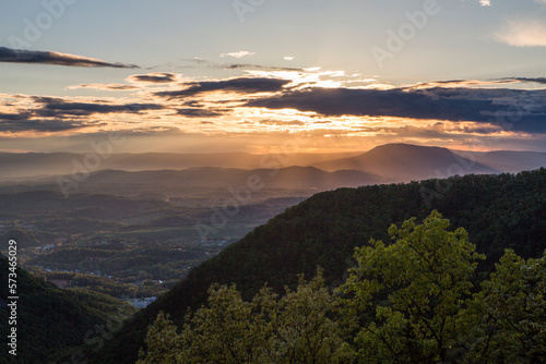 Sunset seen from Blue Ridge Parkway in the Shenandoah Valley of Virginia, USA photo