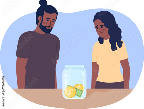 Financial problems in marriage flat concept vector spot illustration. Editable 2D cartoon characters on white for web design. Couple facing budget struggles creative idea for website, mobile, magazine
