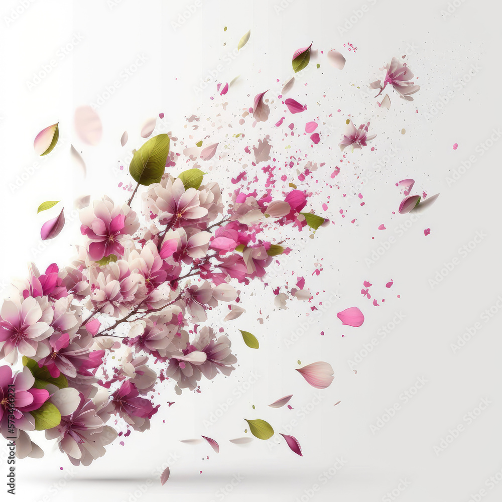 Fototapeta premium Cherry Blossoms Bloom, A close-up view of delicate pink blossoms covering a tree in spring. 