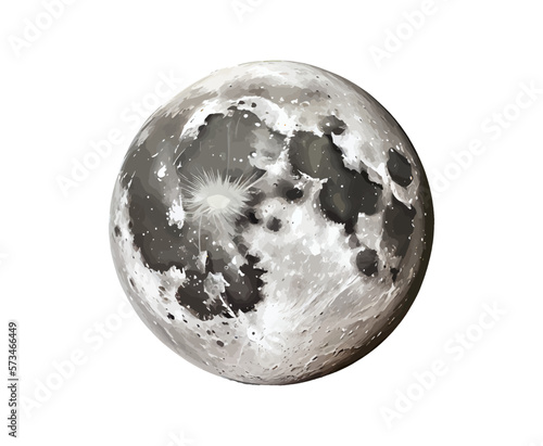 Black and white moon, planet on a white background. Black and white style. Space, atmosphere, galaxy exploration. Perfect for postcard, book, poster, banner, merch, t-shirt. Vector illustration