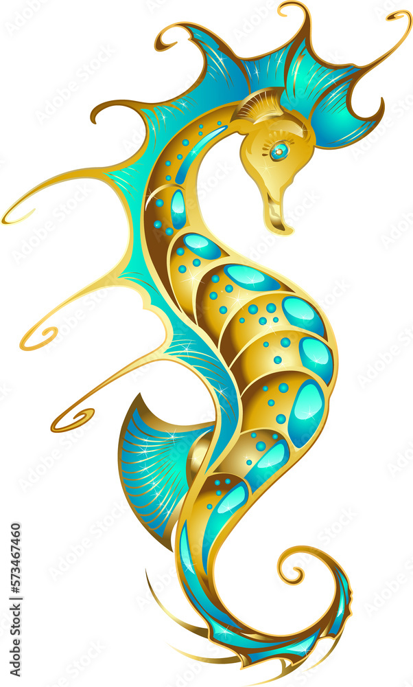 Fototapeta premium Green Gold Seahorse