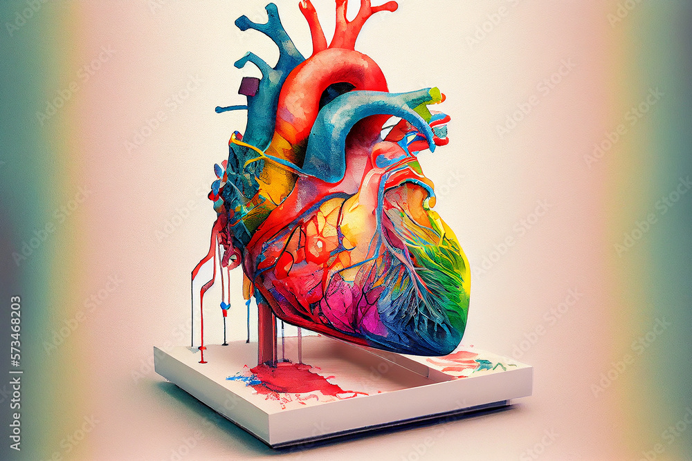 Human heart model printed on a 3D printer, showcasing the intricate ...