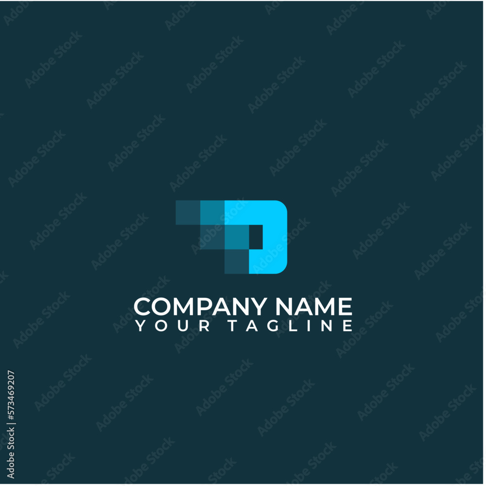 Obraz premium Letter D Pixel Logo Vector Template Element