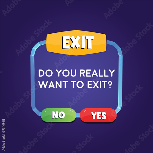 Exit meu option, mobile application UI elements. UI kit collection buttons for mobile development, casual games, and UI kit.
 photo