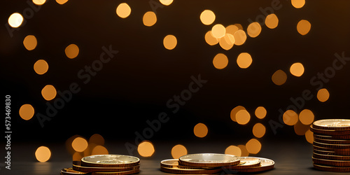 gold coin with blur gold bo...