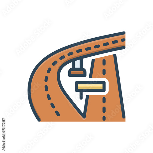 Color illustration icon for highway