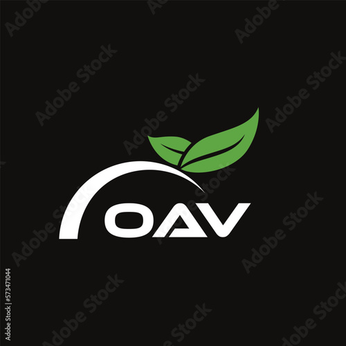 OAV letter nature logo design on black background. OAV creative initials letter leaf logo concept. OAV letter design.