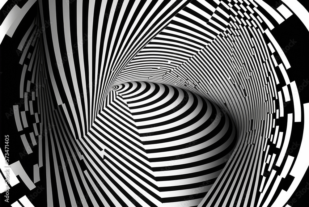 Optical illusion waves pattern in black and white. Generative AI